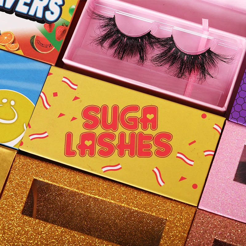 New Product 25mm 3D Mink Eyelash Packaging Box Customization Real Mink Eyelashes Hand Made Fur Thick Black Cotton Band CN;GUA