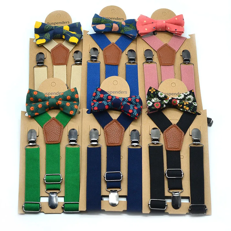 Черные подтяжки для детей высокоэластичные мальчиков с бантом-бабочкой на Рождество свадьбу комплект галстуком-бабочкой