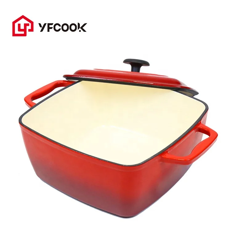 Factory Outlet Good Quality Nonstick 6 Pieces Cooking Pots and Pans Red Enamel Cast Iron Cookware Sets
