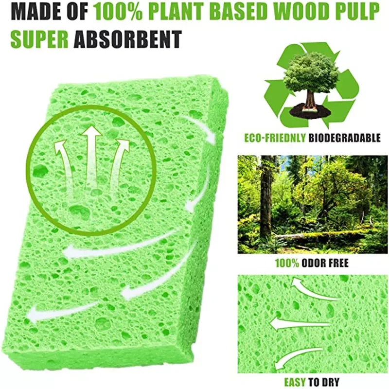 Compressed Cellulose Sponge Eco Friendly Biodegradable Kitchen Dish Washing Cleaning Sponge