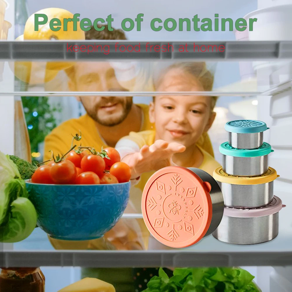 Stainless steel sauce container cup box with lid, kid lunch box bento accessories for kid, accesorios de para loncheras infantil