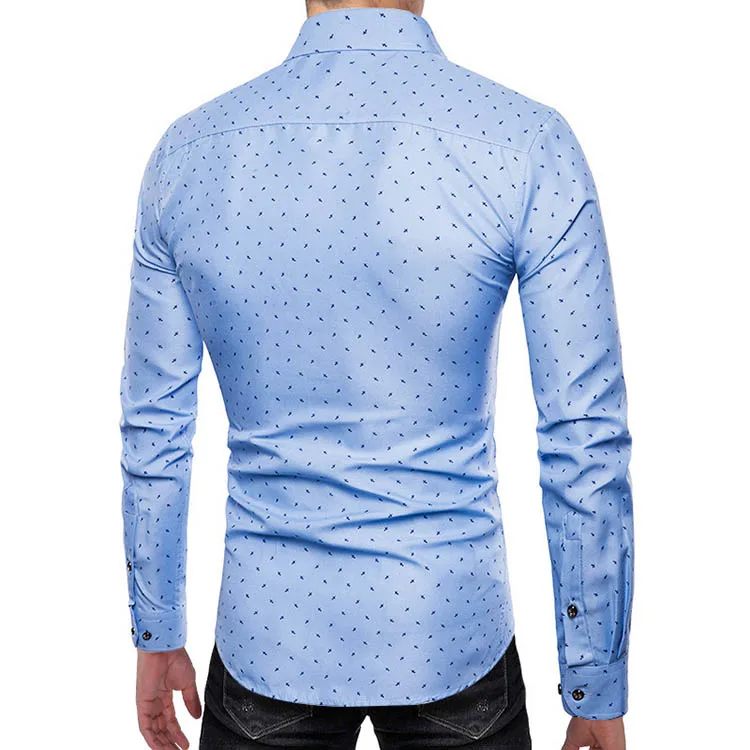 Italian Custom Print Dot Design Button Up Fashion Formal Office Oversized 5xl Full Sleeve Mens Business Social Shirts