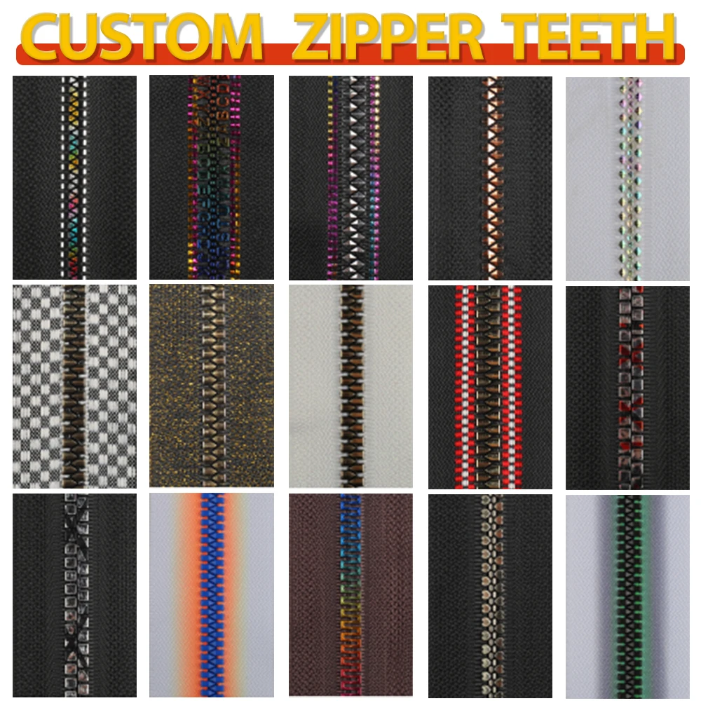 Heavy Duty Good Tape Promotional Sewing Accessories 5# 8# Custom Note Zips Teeth Colorful Resin Zipper For Down Jacket