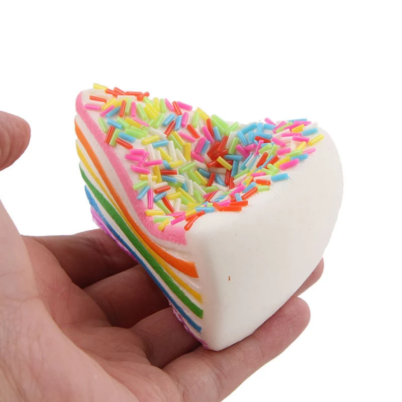New custom slow rising jumbo 7 color colorful triangle cake soft ball wholesale toys food cake squishy