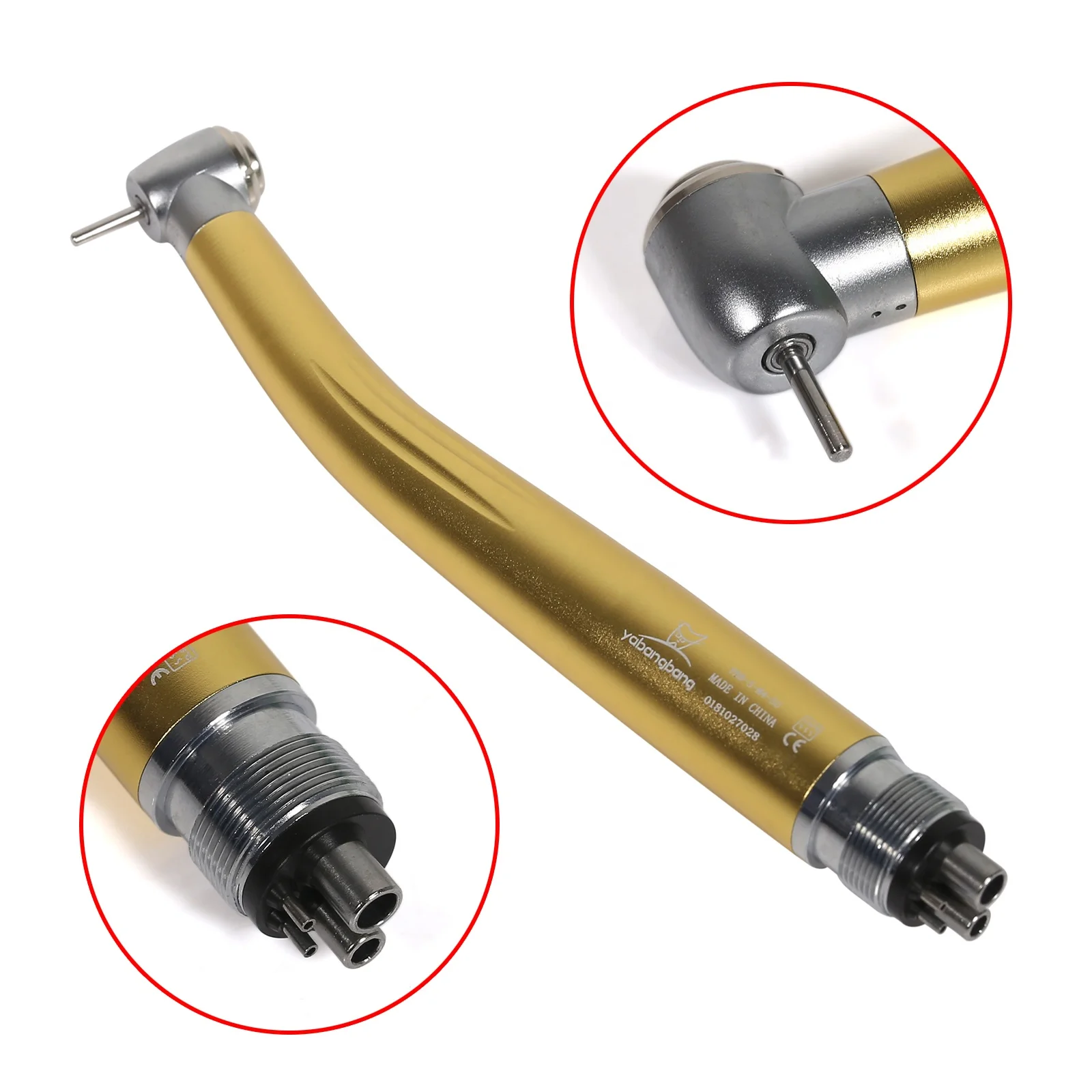 Hot Selling! Dental 4 Hole Standard Head Push Button Air Turbine High Speed Handpiece Gold Color fit NSK PANA MAX