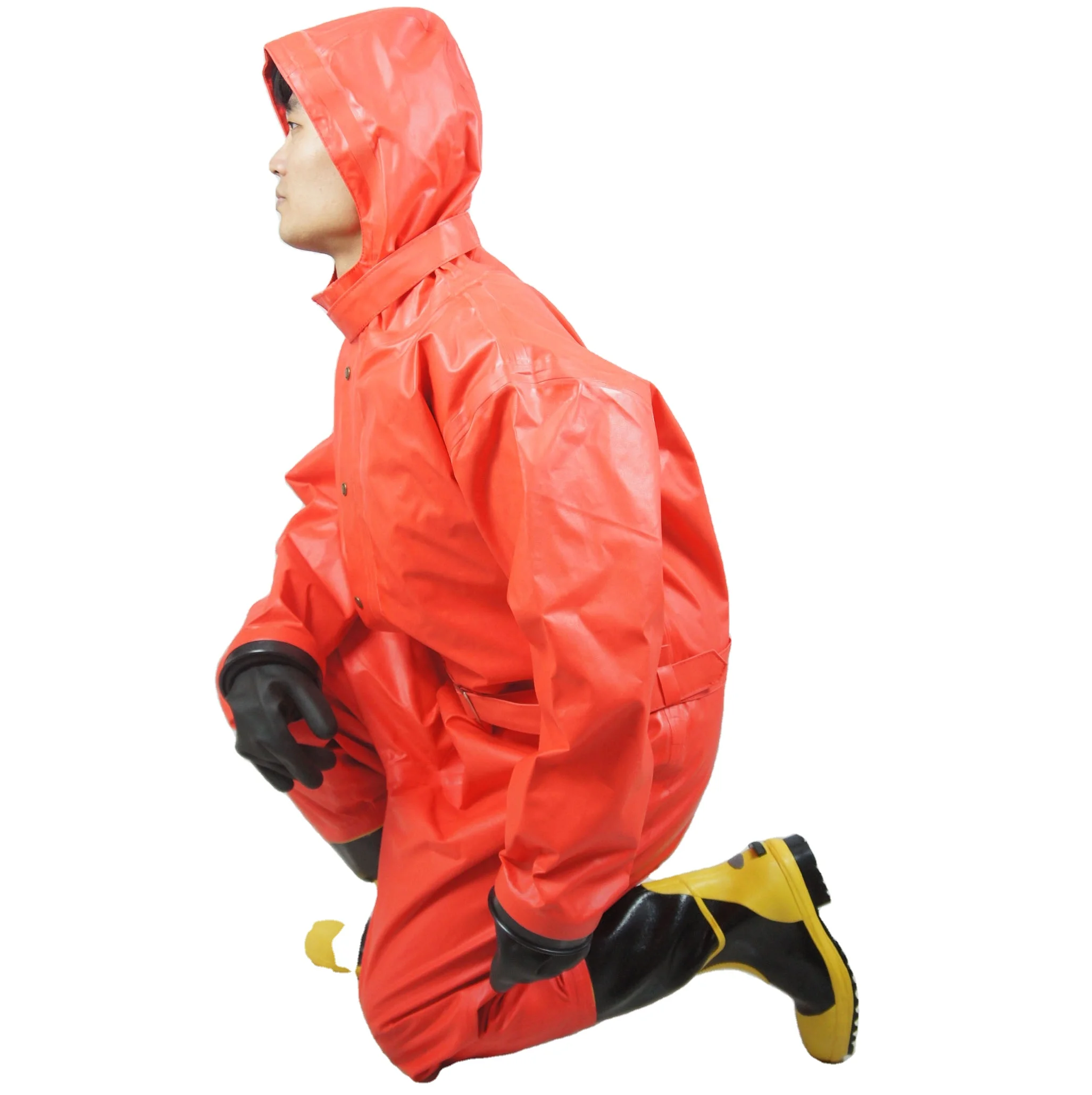 chemical protective suit hazmat clothes half closed PVC supported