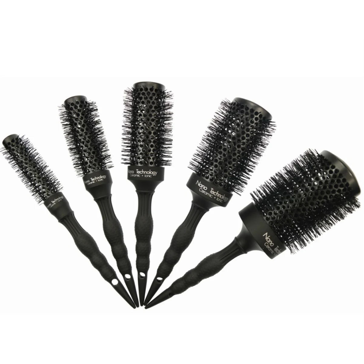 Professional round Nano ceramic hair brush Ionic barrel brush for hair styling and curling