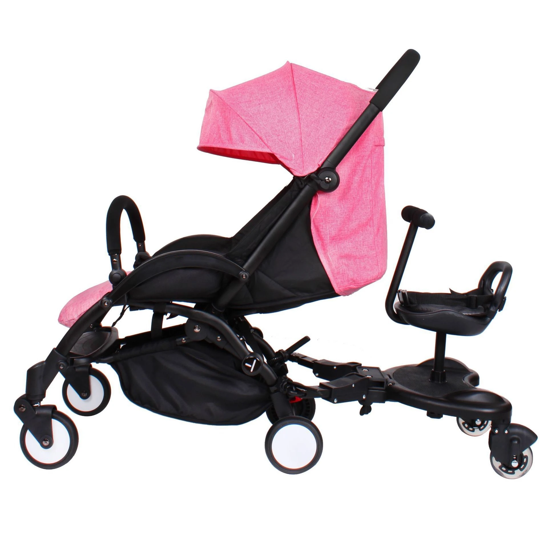 Customized brand luxury new style outdoor foldable kid twins stroller double seat western saddle with canopy