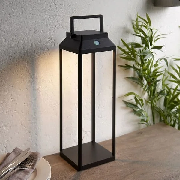 Die-cast aluminum waterproof dimmable square outdoor portable led solar hanging lantern lights