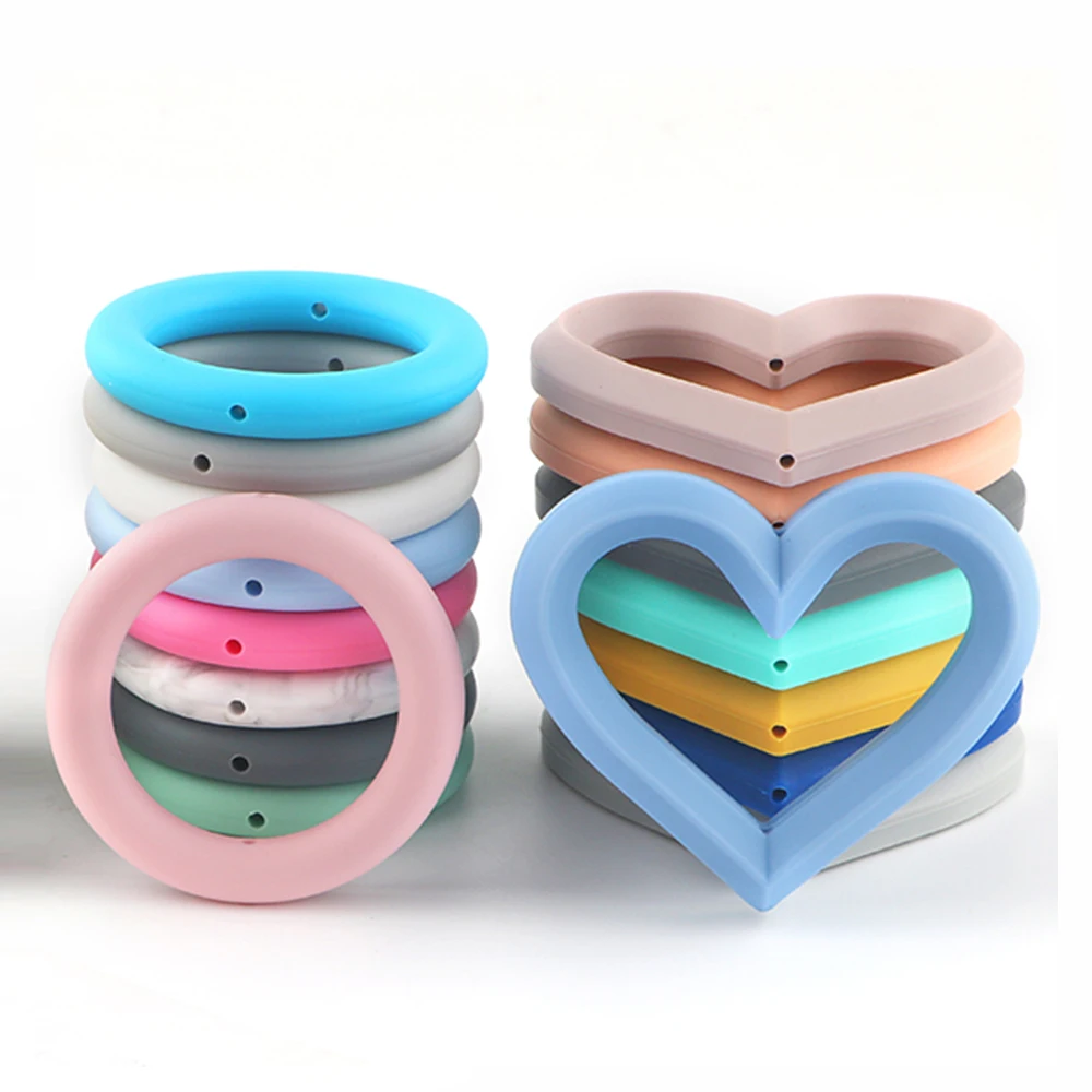 Food Grade Easy To Clean And Pretty Durable Soft 65mm Round Silicone Teether Ring For Earrings Keychain Crafts Jewelry Making