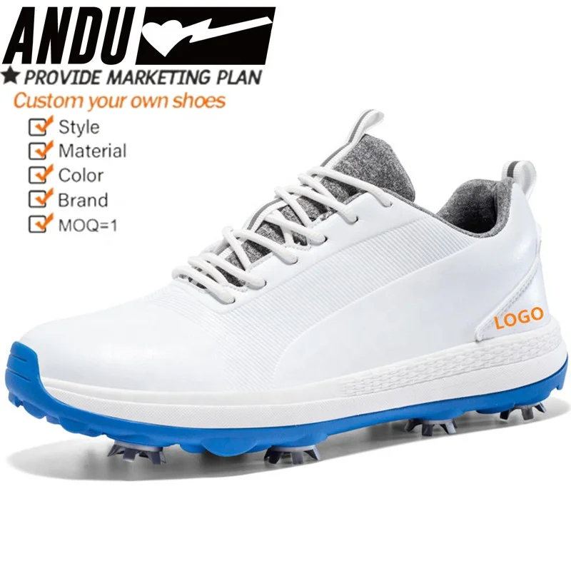 PU Leather Golf Shoes Non-Slip Waterproof Custom Spike Less Golf Shoes High Quality Size 40-47 Men Leather Golf Shoes