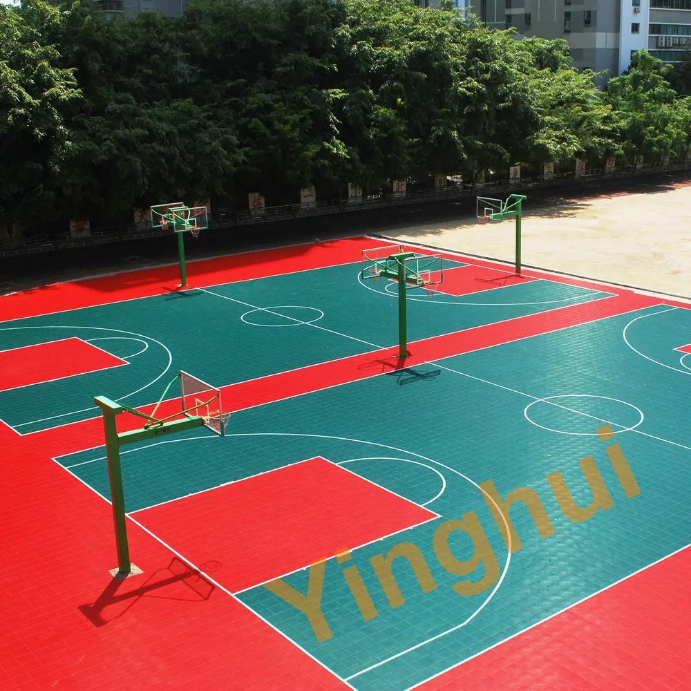 O-01 30x30 basketball court plastic grid tiles Outdoor sports flooring