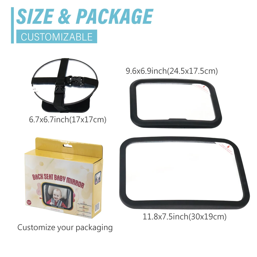 ABS Acrylic 360 degree swivel Adjustable factory direct shatterproof baby car rear seat view mirror