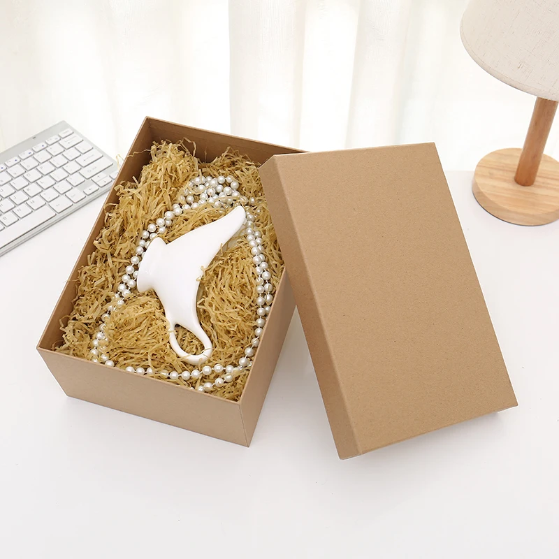 Natural Kraft folding cardboard gift boxes with separate cover off lid