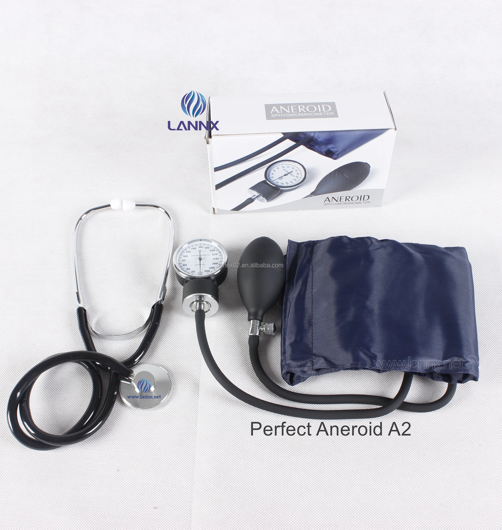 LANNX Perfect Aneroid A2 New Type Aneroid Sphygmomanometer with single head Stethoscope Suit Upper Arm Tensiometre Estetoscopio