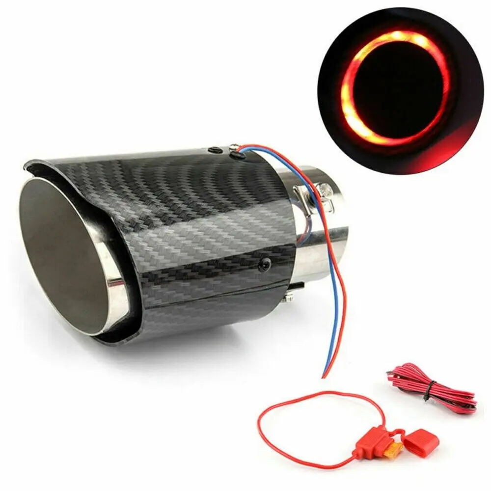 Factory Universal LED Fire Flame Car Exhaust Tip Muffler Pipe For 35-63mm Steel With Led Light