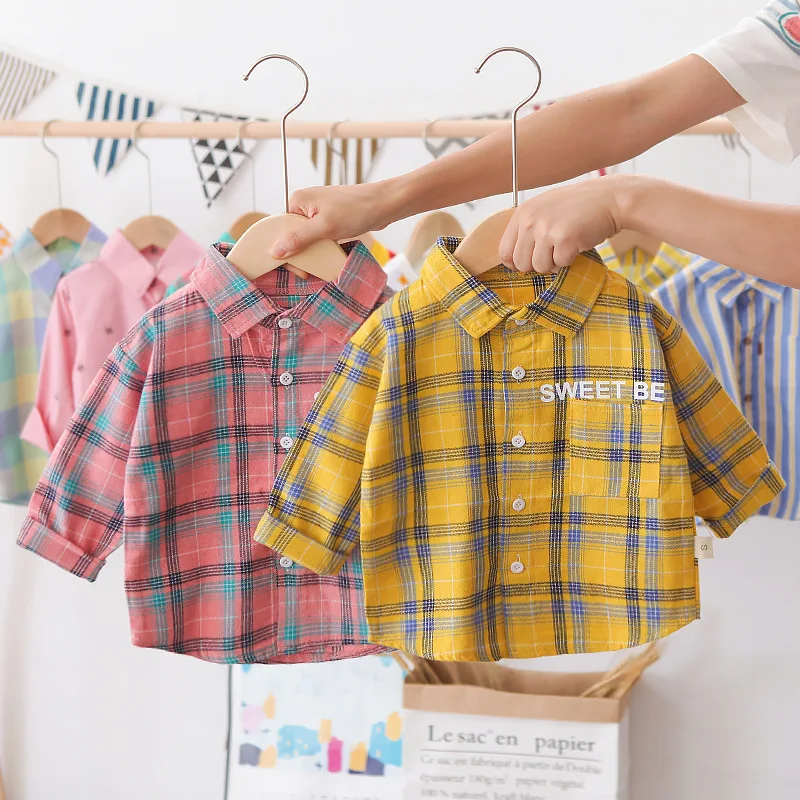 Рубашка для мальчиков 2020 блузка с длинным рукавом с мультяшным рисунком Детская рубашка Весна-лето хлопок