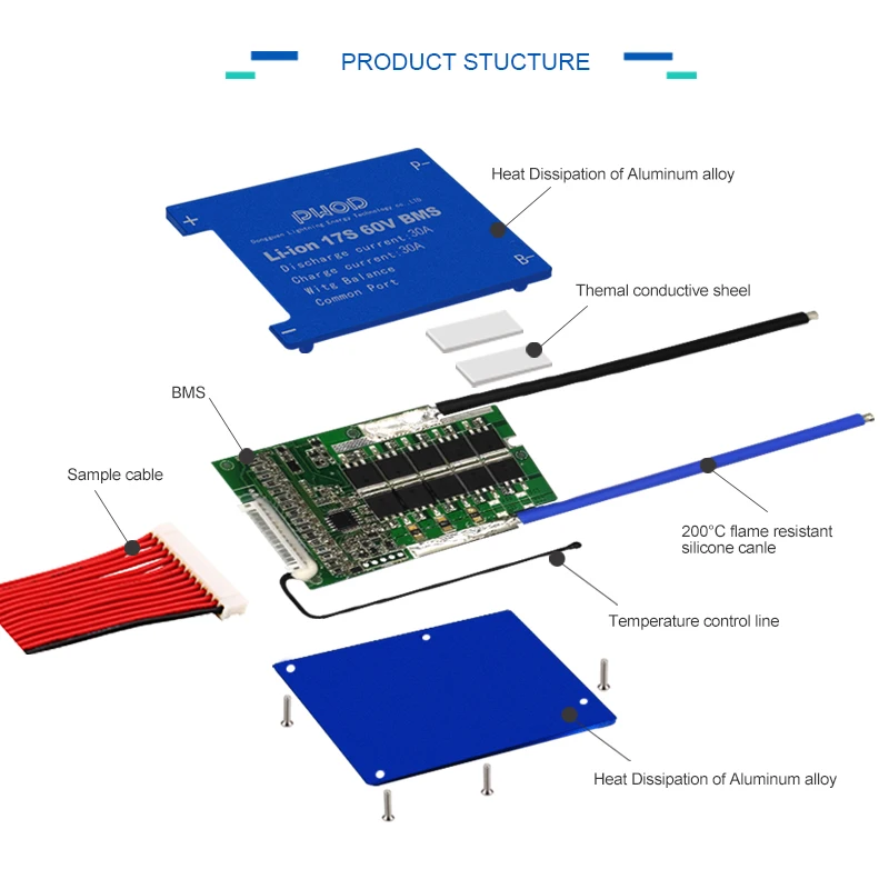 PWOD Новый Launch Li ion 14S 52V 40A Smart BMS для
