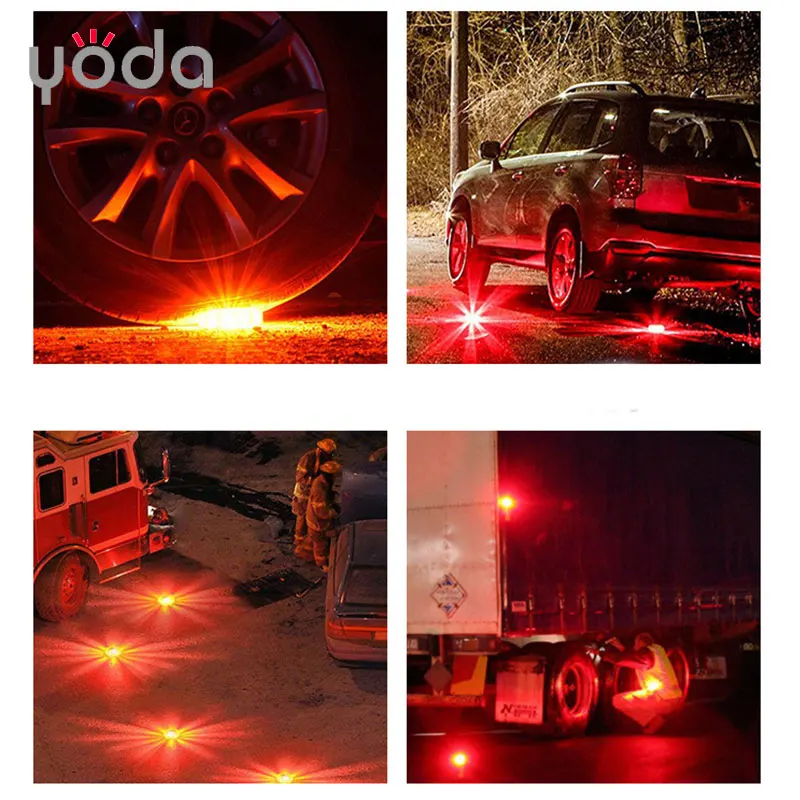 12+3 Led Car Rode Flare Portable Emergency Warning Disc Strobe Signal Lamp Set Traffic Safety Flashing Beacon