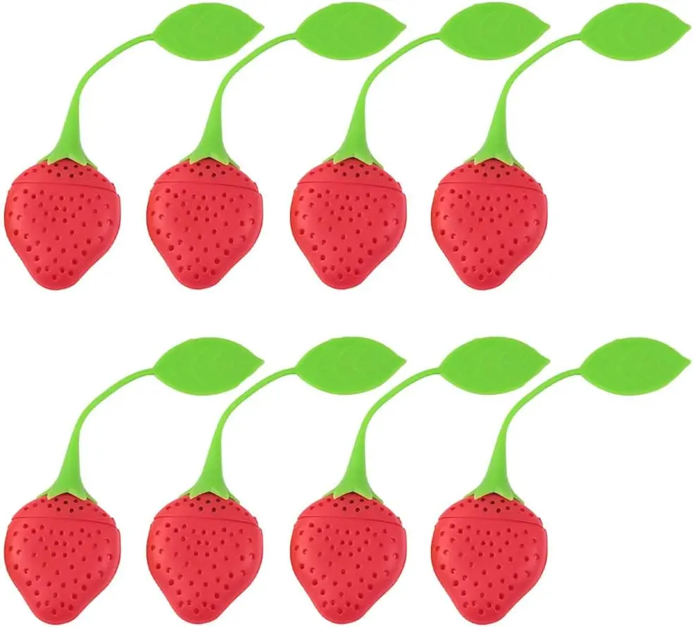Silicone Tea Strainers for Loose Tea, Cute Strawberry Shape Tea Infuser Set, Tea Ball Strainer Tea Filters for Loosing Leaf