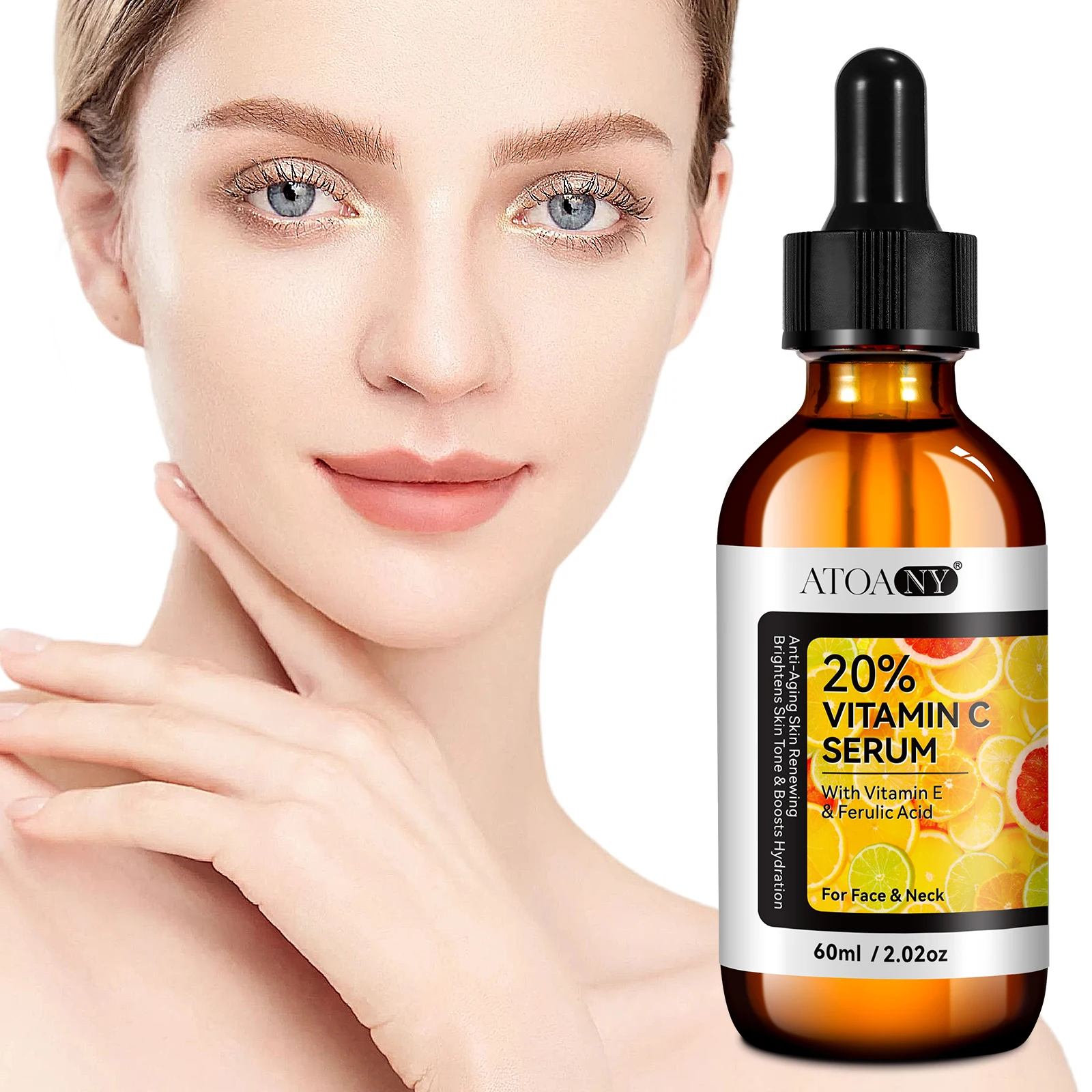 ATOANY 60ml boosts skin metabolism reduces wrinkles vitamin c and e facial serum 20% vitamin c serum for face