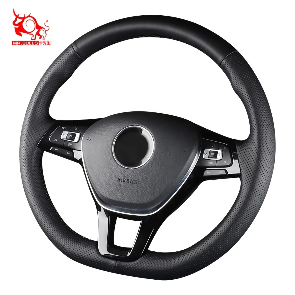 Custom Hand Stitch Designer Steering Wheel Cover Sports Leather for Volkswagen Polo Jetta Golf Alltrack Caddy Alltrack Tiguan