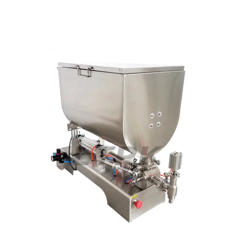 U Type Hopper Pneumatic Paste Filling Machine With mixing stirrer for chili bean sauce peanut hotpot seasoning jar bottle