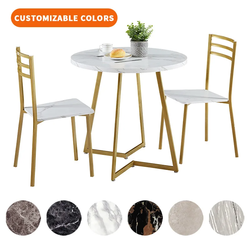 Modern Ironwood family dining room uses round two-person tables and chairs to save space