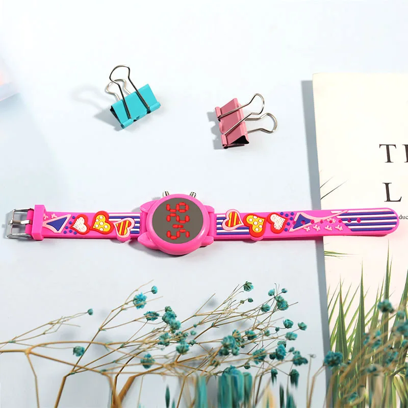 2023 Sport Bracelet Silicone Digital Wristband Children Unique Mirror Face Cartoon Dolls Led Watches Plastic for Girls Kids Fly