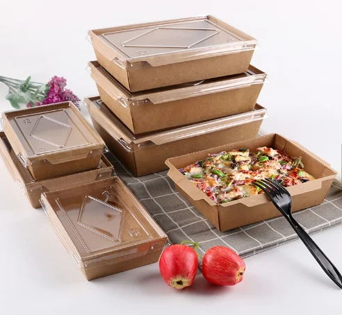 Customization Heatable Food Container Disposable Paper Packaging Kraft Paper Salad Box