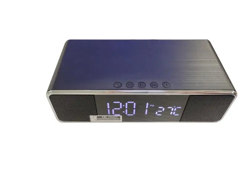 Best gift promotional desk & table clock digital clock wireless charger Phone 5W 10W QI wireless charging wooden LED alarm clock