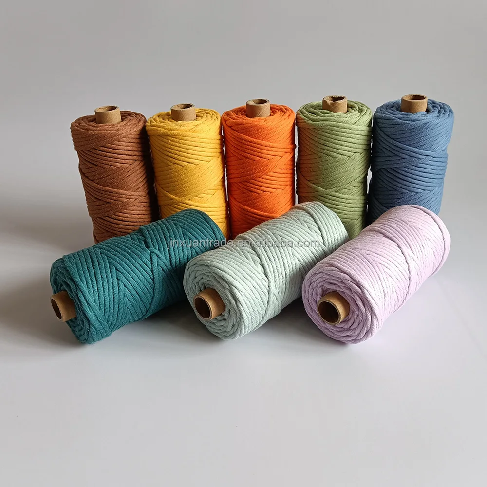 Huge Size Multi  Colored Single Strand   Yarn Macrame Thread Cotton 6mm Macrame Cord