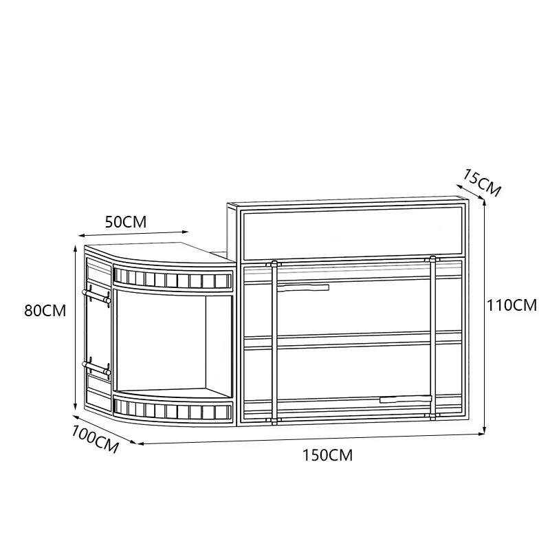 Ekintop Custom Bar Counter Design Idea L Shape Metal Commercial Restaurant Nightclub Bar Counter