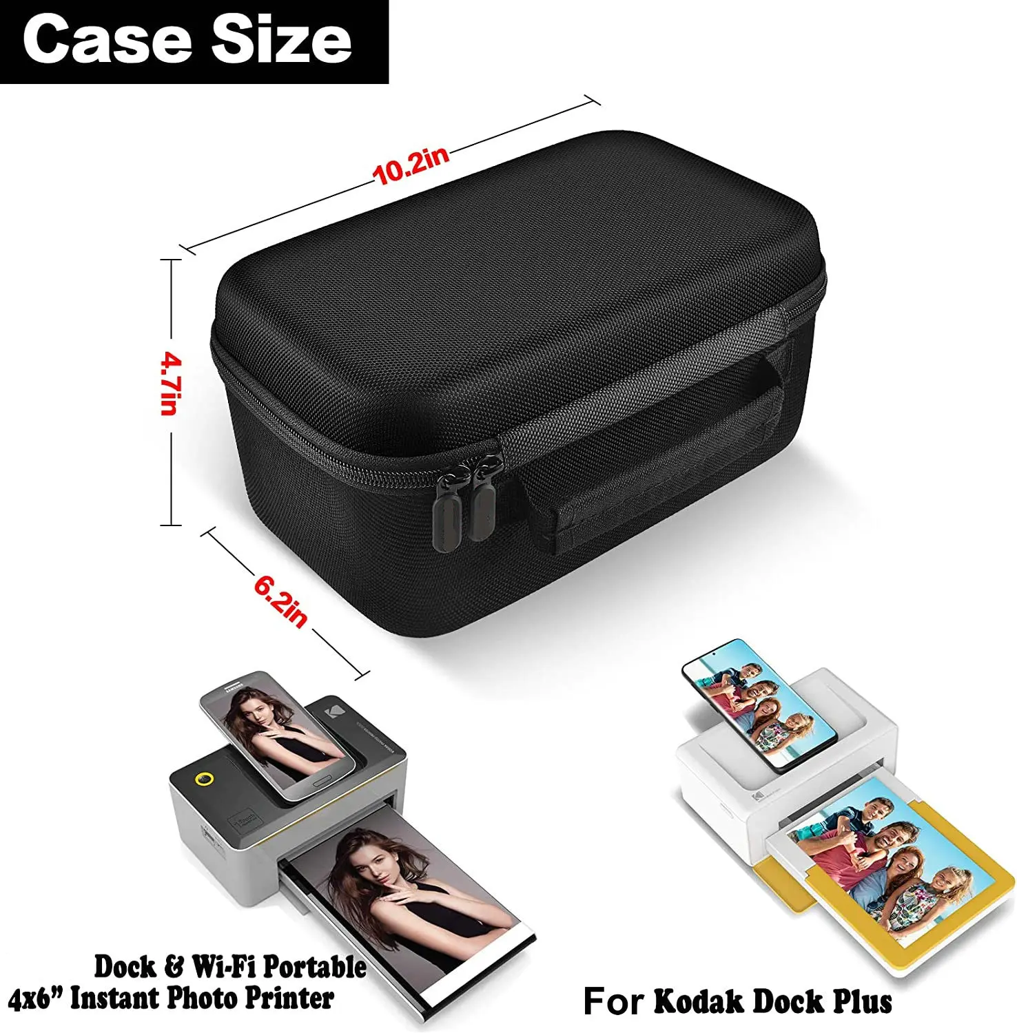 Hard Carrying Case Holder with Accessories Pocket for Kodak Dock Premium / Plus & Wi-Fi 4x6 Portable Instant Photo Printer