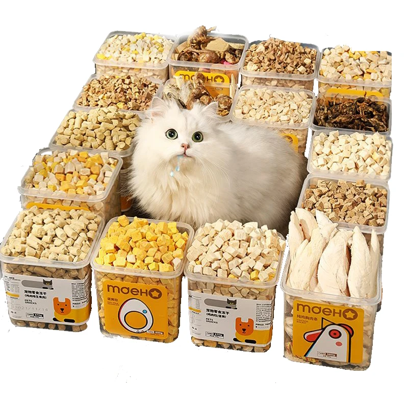 Wholesale Bulk Pet Freeze-Dried Cat Snack Chicken Breast Meat Duck Beef Quail Pure Meat Raw Bone Meat