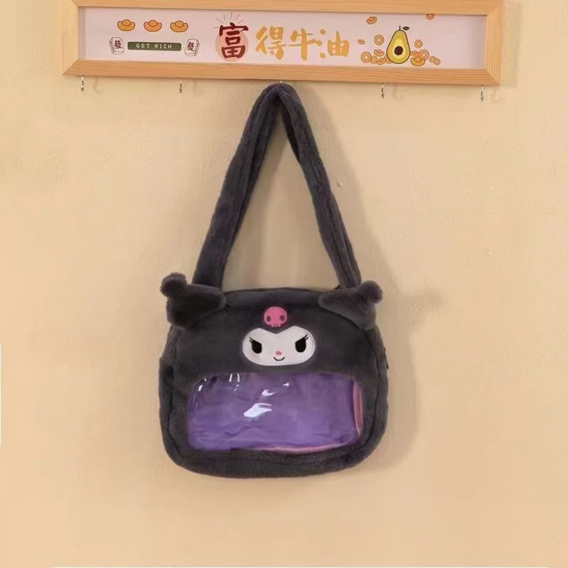 T580 Hi Kitten Strawberry Bear Bag Transparent Plush Bag White Dog Doll Large Capacity Perspective Storage Bag Gift