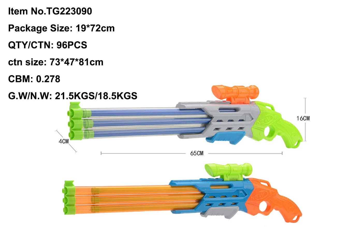 Summer Outdoor Toys 2/3/4 Barreled Transparent Gun Shaped Water Cannon Pump Beach Pool Sprayer Water Gun Toy for Kids