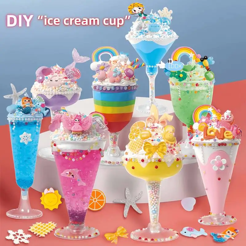Wholesale DIY Crystal Mud Toys Mini Slime Putty Kit with Ice Cream Bottle Gift for Kids and Girls Clay Material Accessories