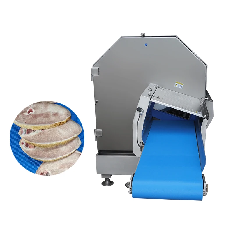 Conveyor belt 36K  pork steak slicer machine which can be equipped with external touch screen frozen beef slicing equipment