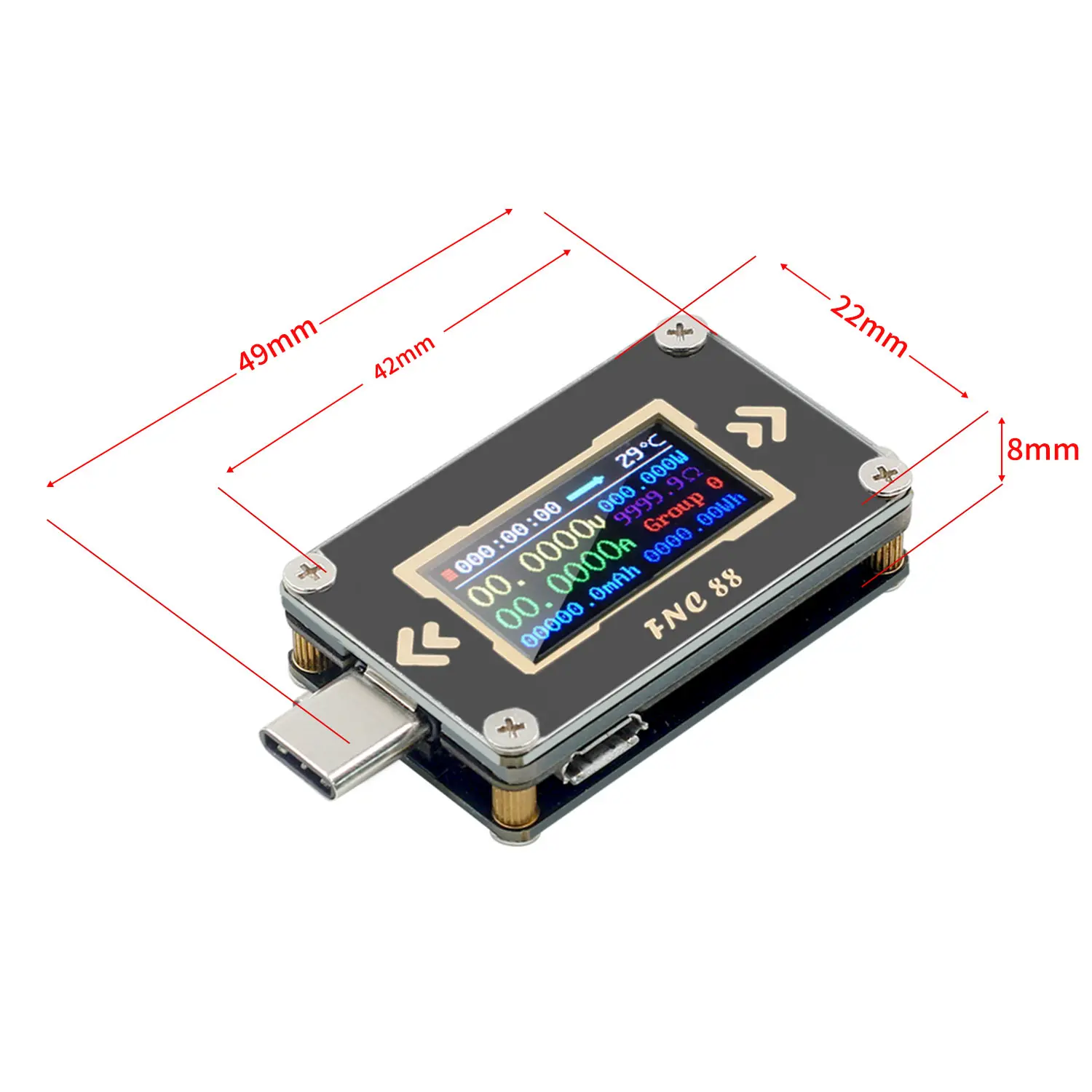 FNC88 Type-C PD триггер USB-C Вольтметр Амперметр постоянного тока Напряжение 2 way измеритель величины мультиметр солнечное зарядное устройство USB
