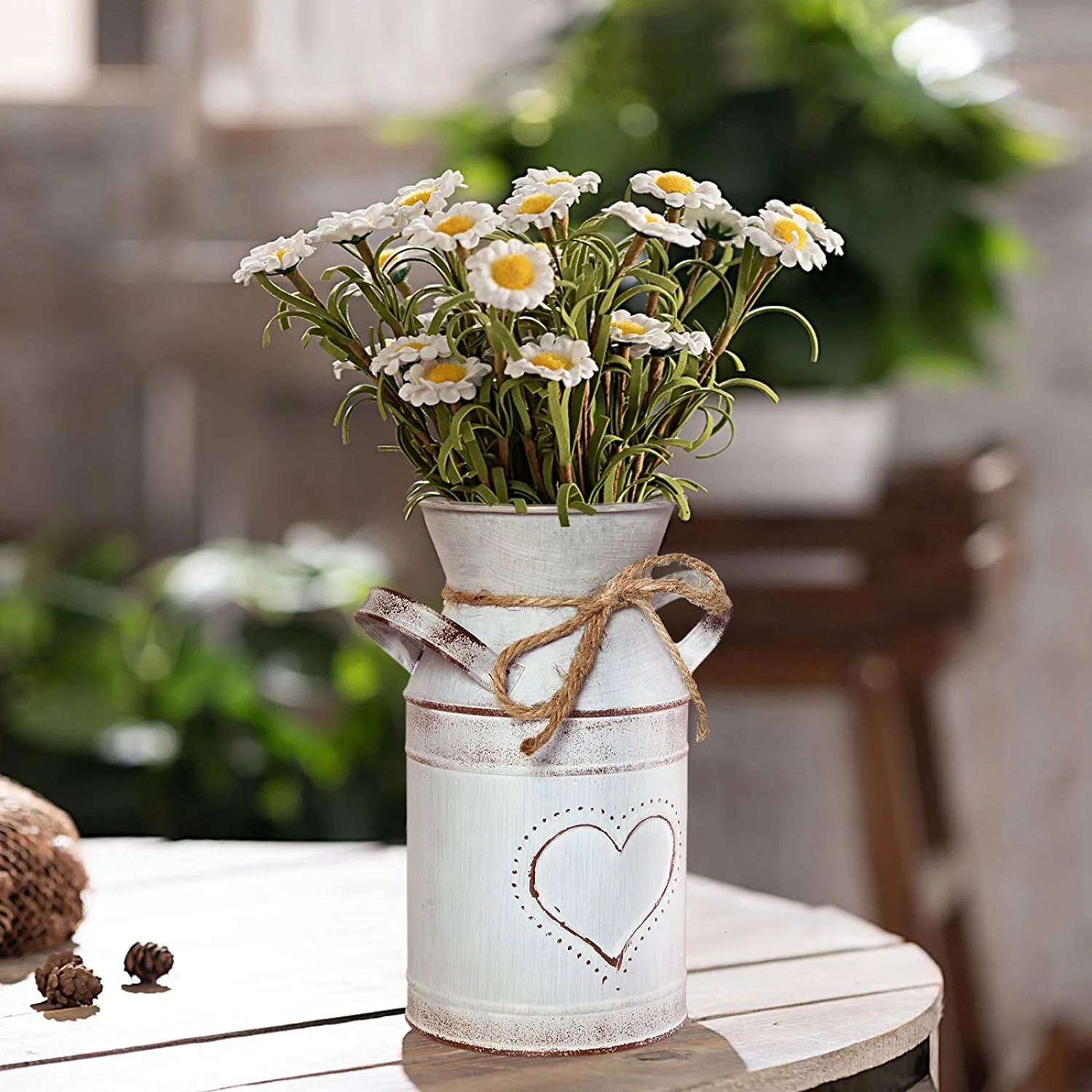 Wholesale Vintage Rustic Galvanized Metal Chic Flower Vase Watering Can Tin Jug French Style Bucket Pot Flower Holder Vase Decor