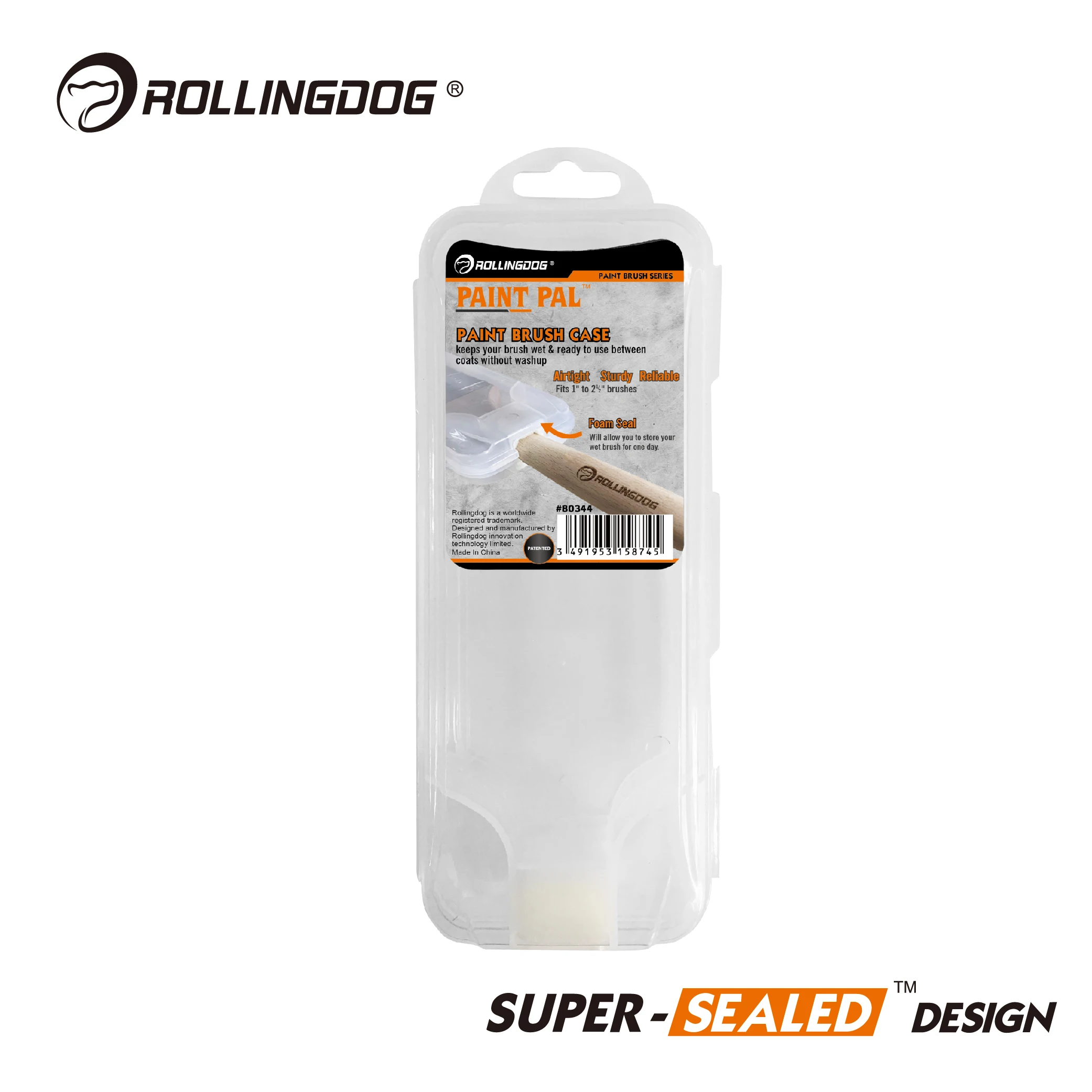 ROLLINGDOG Paint Brush Holder Cover Plastic to Store 1to 2.5 Inch Wet Brushes , Offers Air Tight Seal