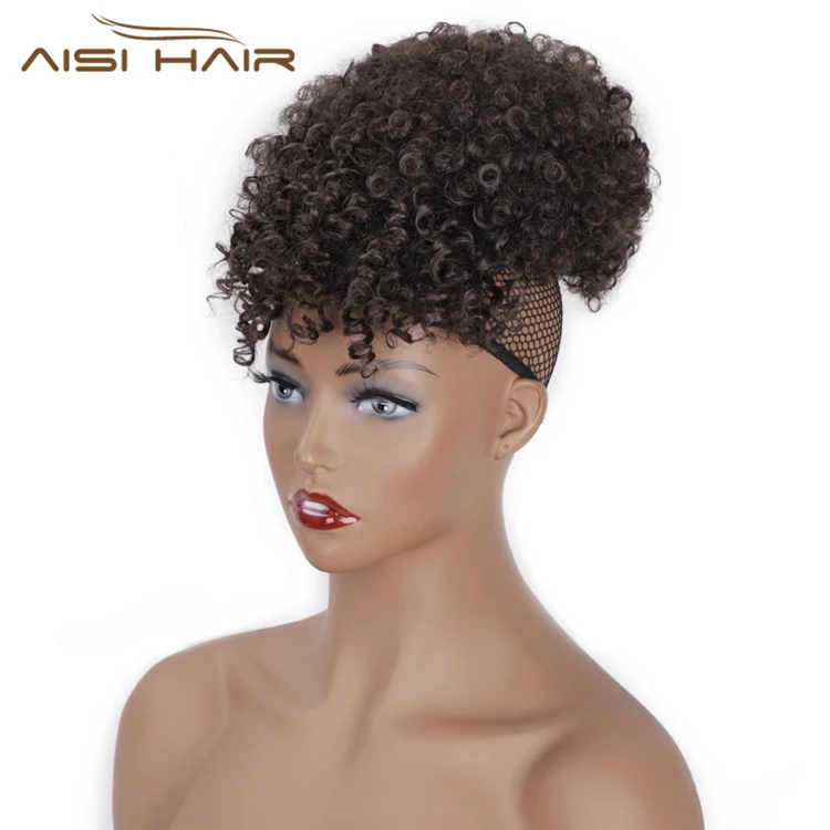  Aisi Hair Горячая Распродажа афро-пуховка короткий кудрявый хвост пучок с челкой Синтетический наращивание
