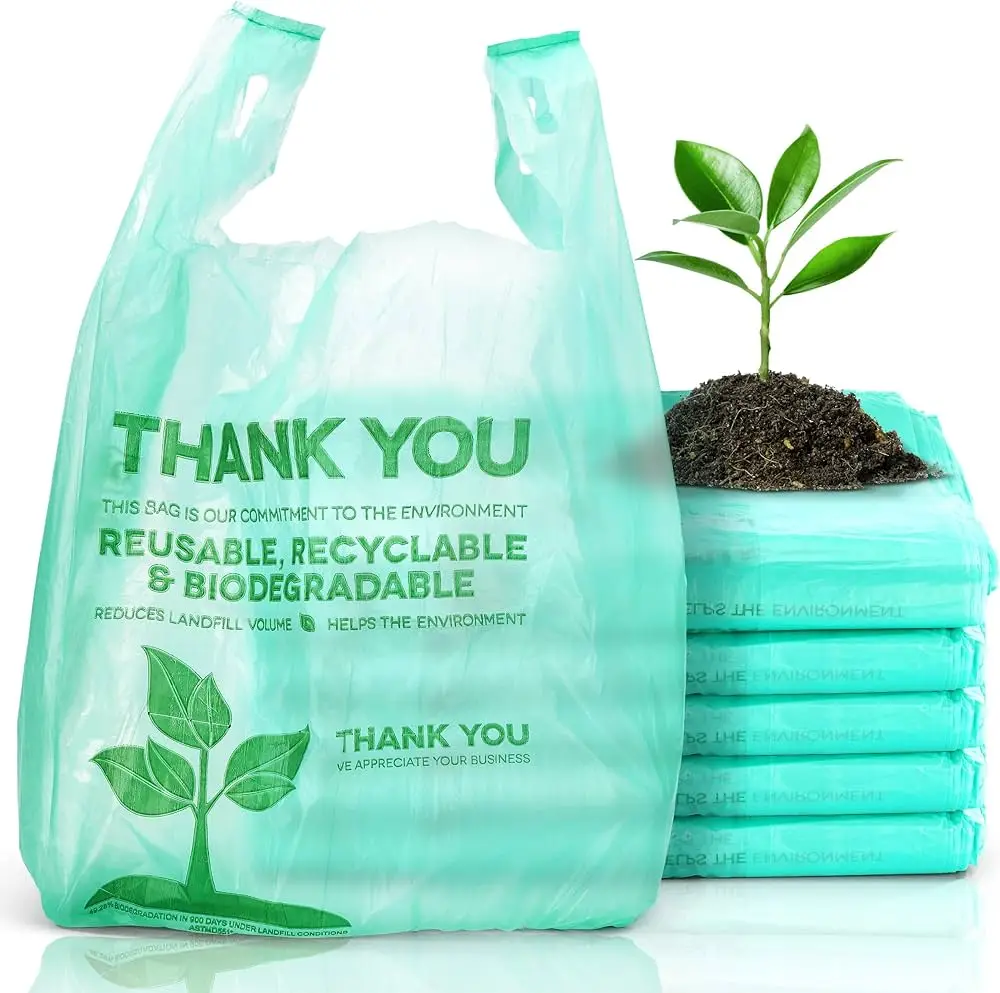 YC Manufacturer Custom Take Away Shopping Bags Wholesale Biodegradable T Shirt Shopping Plastic Package Carton PLA