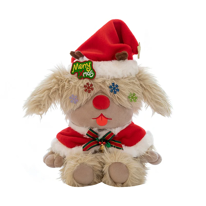 Cute drag dog Santa Claus Snowman children fill decorated drag dog doll Christmas animal plush toy