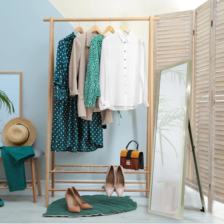 Wholesaler Floor Dressing standing  MDF Framed Mirror Wooden Color Large Full Mirror