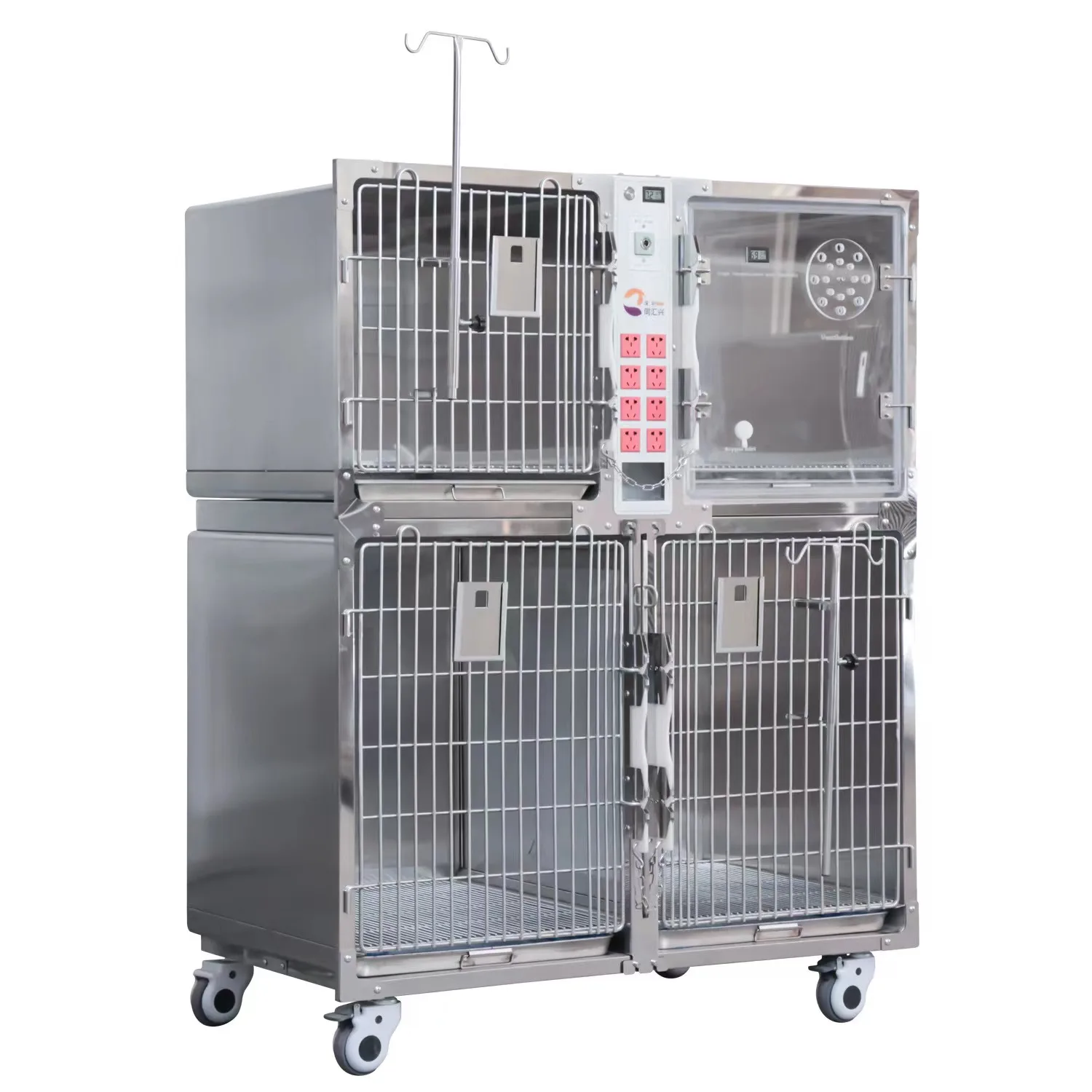 Yishanghe 304 Stainless Steel Veterinary Four Door Cage with Socket  on Sale