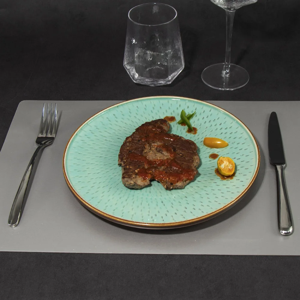 Earthware Handmade Dinner Plate Rustic Green Porcelain Tableware dinner