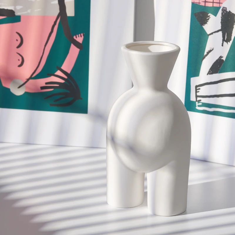Wholesale human body shape flower arrangement ceramic decoration vase Nordic style living room creative design
