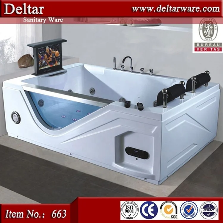 Acrylic Bathtub with Tv, Inflatable Bathtub for Adults Modern Colored Bathtubs, Coffee Color Bathtubs Massage Corner One Person